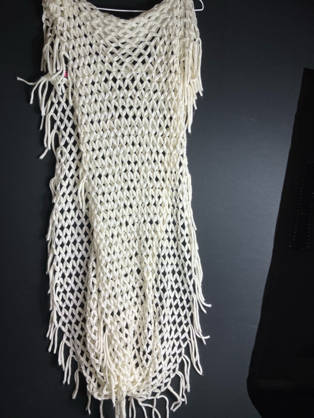 bebe Cream Crochet Open-Knit Cover-Up with Label
